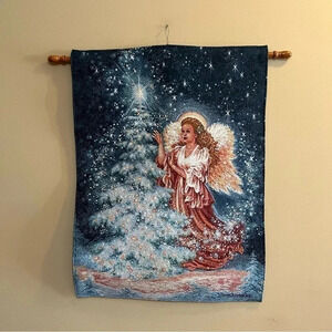 Starlight Symphony Xmas Angel Fiber Optic Tapestry Wall Hanging Dona Gelsinger
